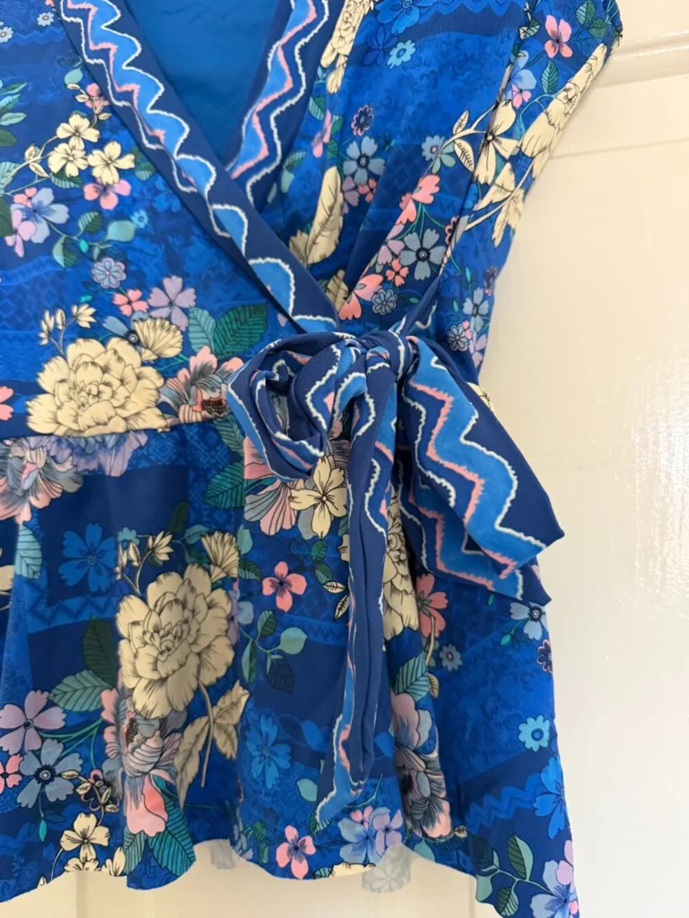 Johnny Was Blue Dove Tankini Wrap Top